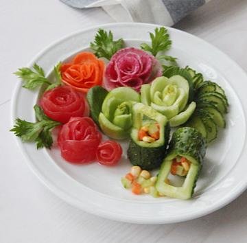 6种家常蔬菜摆盘花样图切...
