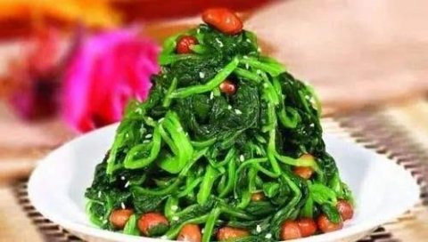全家人都能吃的【炝拌菠菜花生米】滋养补气，抗衰老1