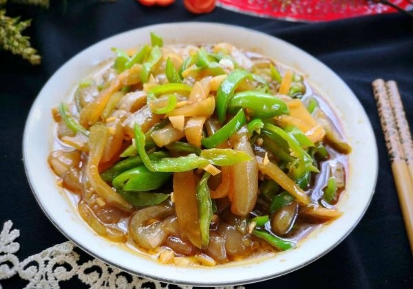 减肥吃什么可以通便清肠-青椒炒魔芋的做法10