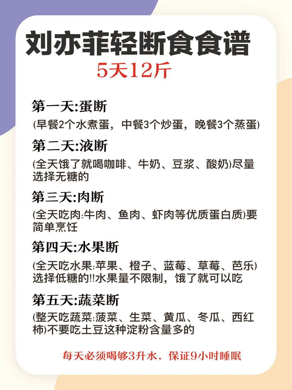 刘亦菲轻断食食谱